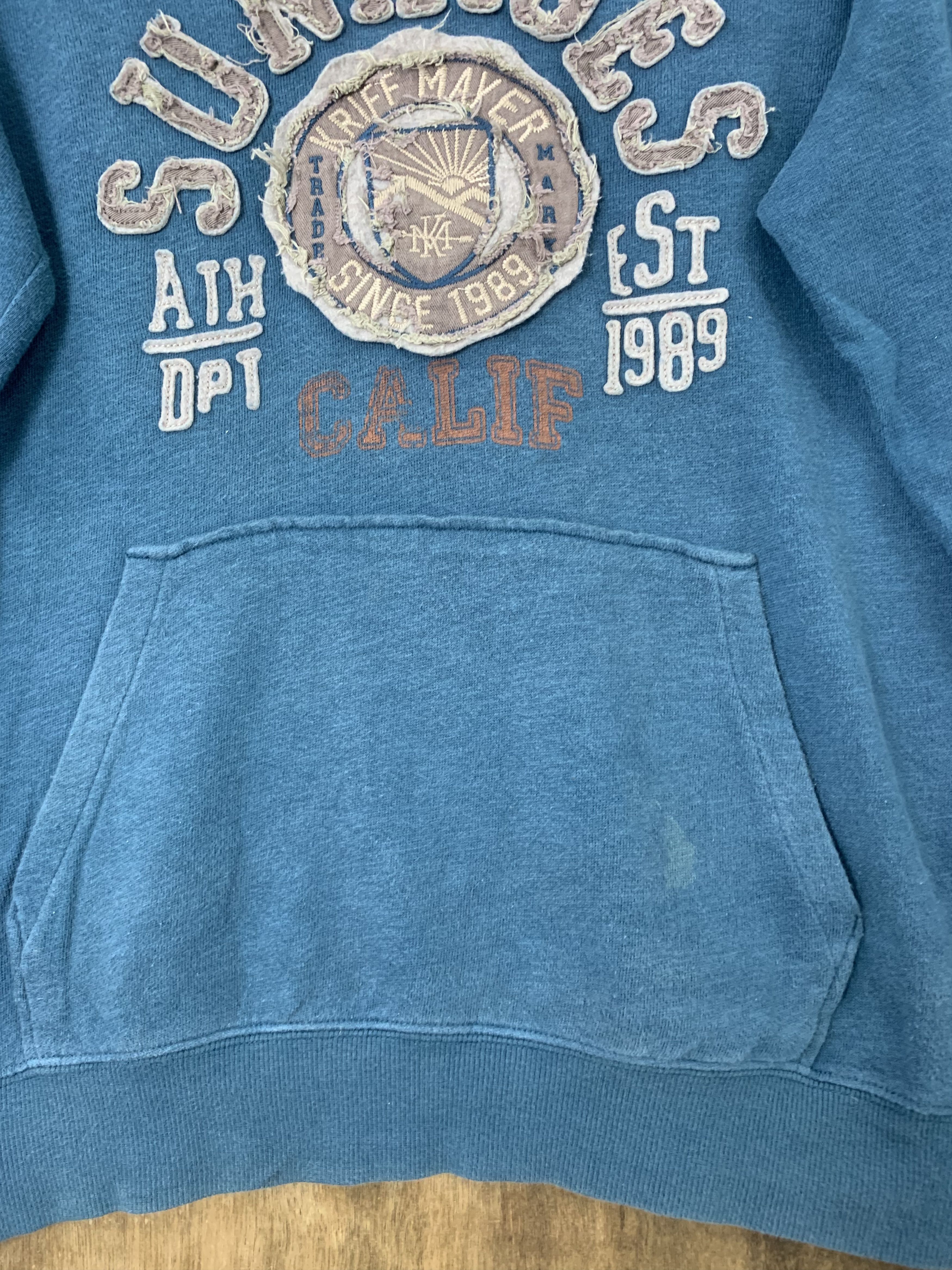 Japanese Brand Hoodies Kriff Mayer Embrioded Spellout Vintage Dark Blue Size US M / EU 48-50 / 2 - 4 Thumbnail