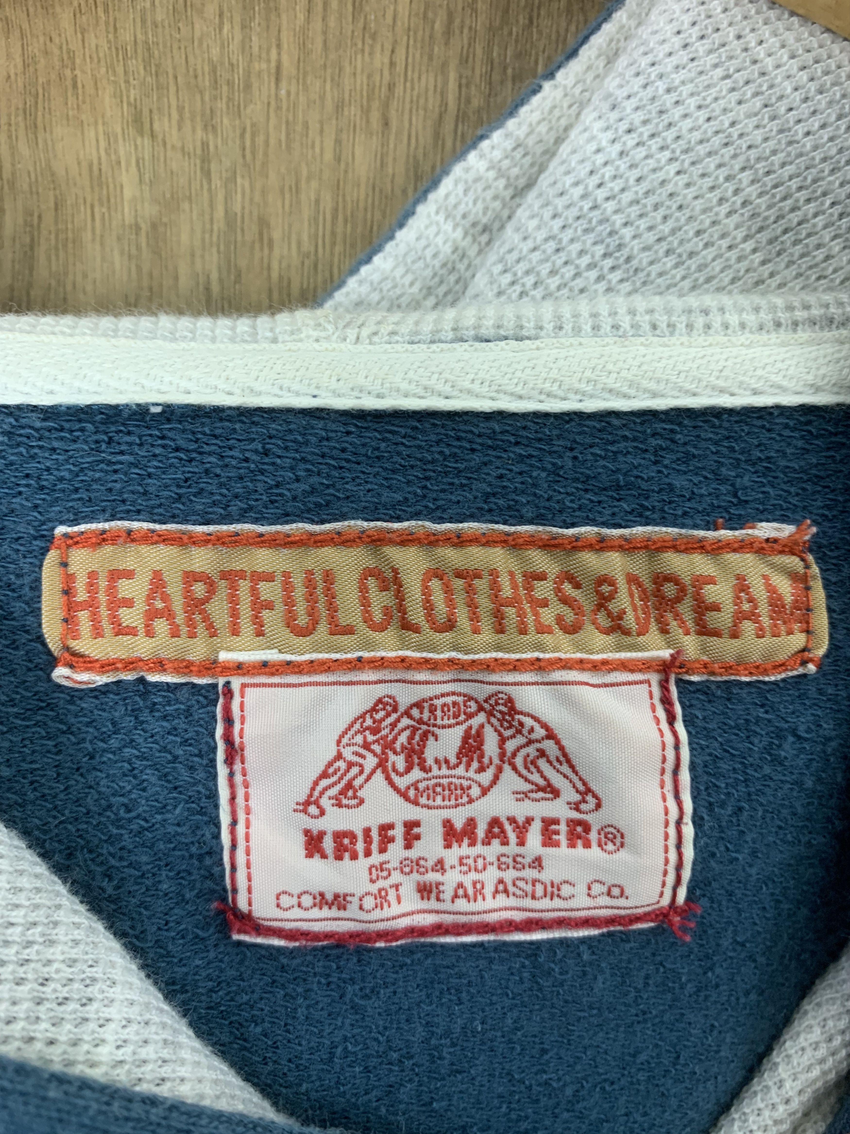 Japanese Brand Hoodies Kriff Mayer Embrioded Spellout Vintage Dark Blue Size US M / EU 48-50 / 2 - 11 Thumbnail