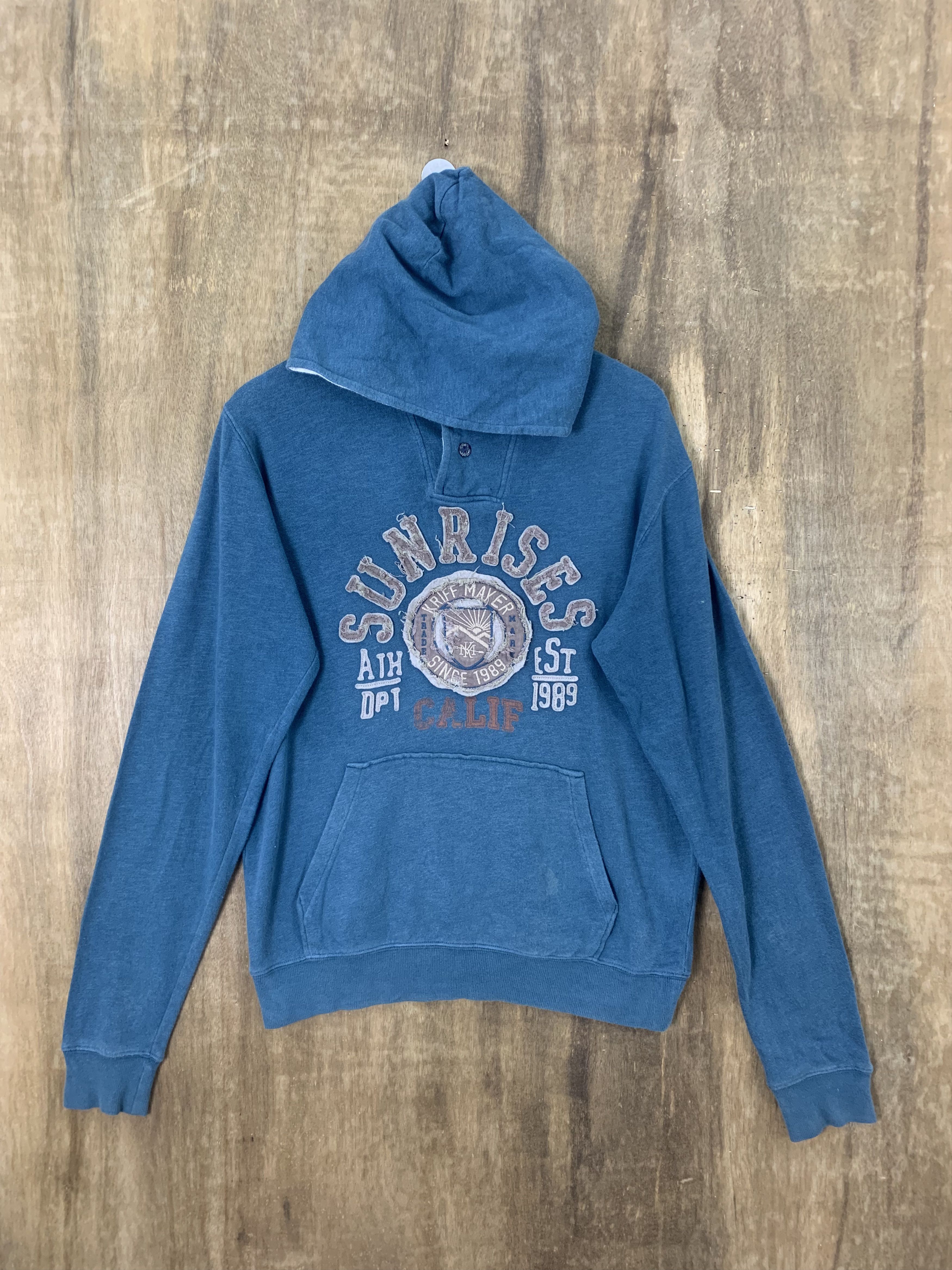 Japanese Brand Hoodies Kriff Mayer Embrioded Spellout Vintage Dark Blue Size US M / EU 48-50 / 2 - 1 Thumbnail