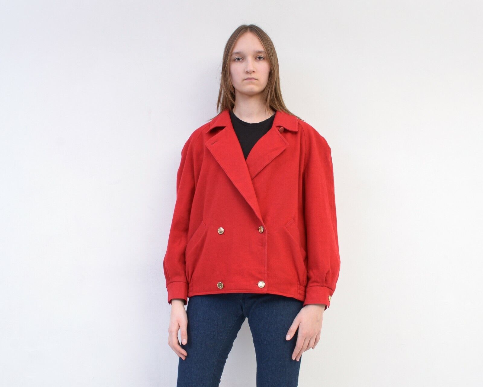 Vintage Women Wool Bomber Jacket Double Breasted Paris Marine Button Size M / US 6-8 / IT 42-44 - 1 Thumbnail