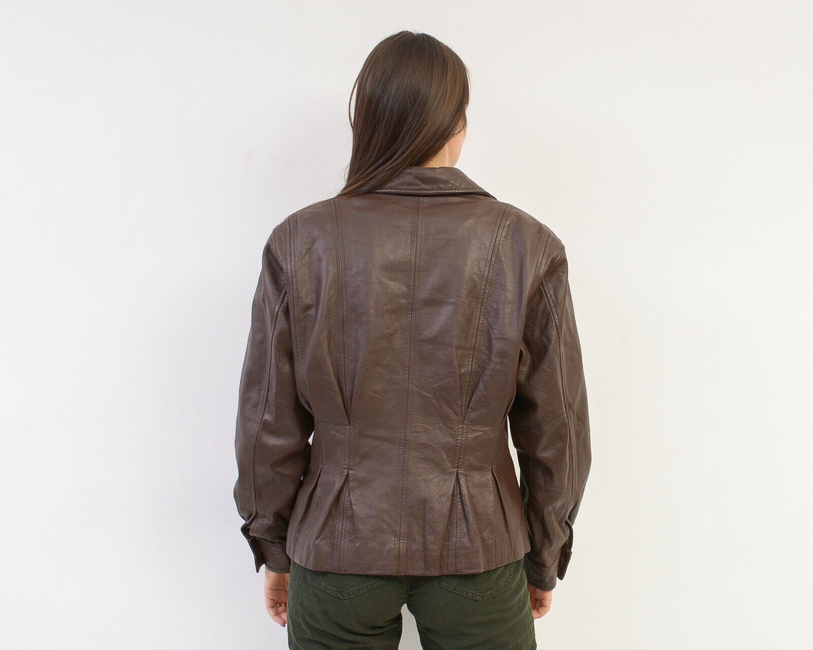 Vintage Leather Jacket Blazer Double Breasted Buttons Coat Thin Size M / US 6-8 / IT 42-44 - 5 Thumbnail