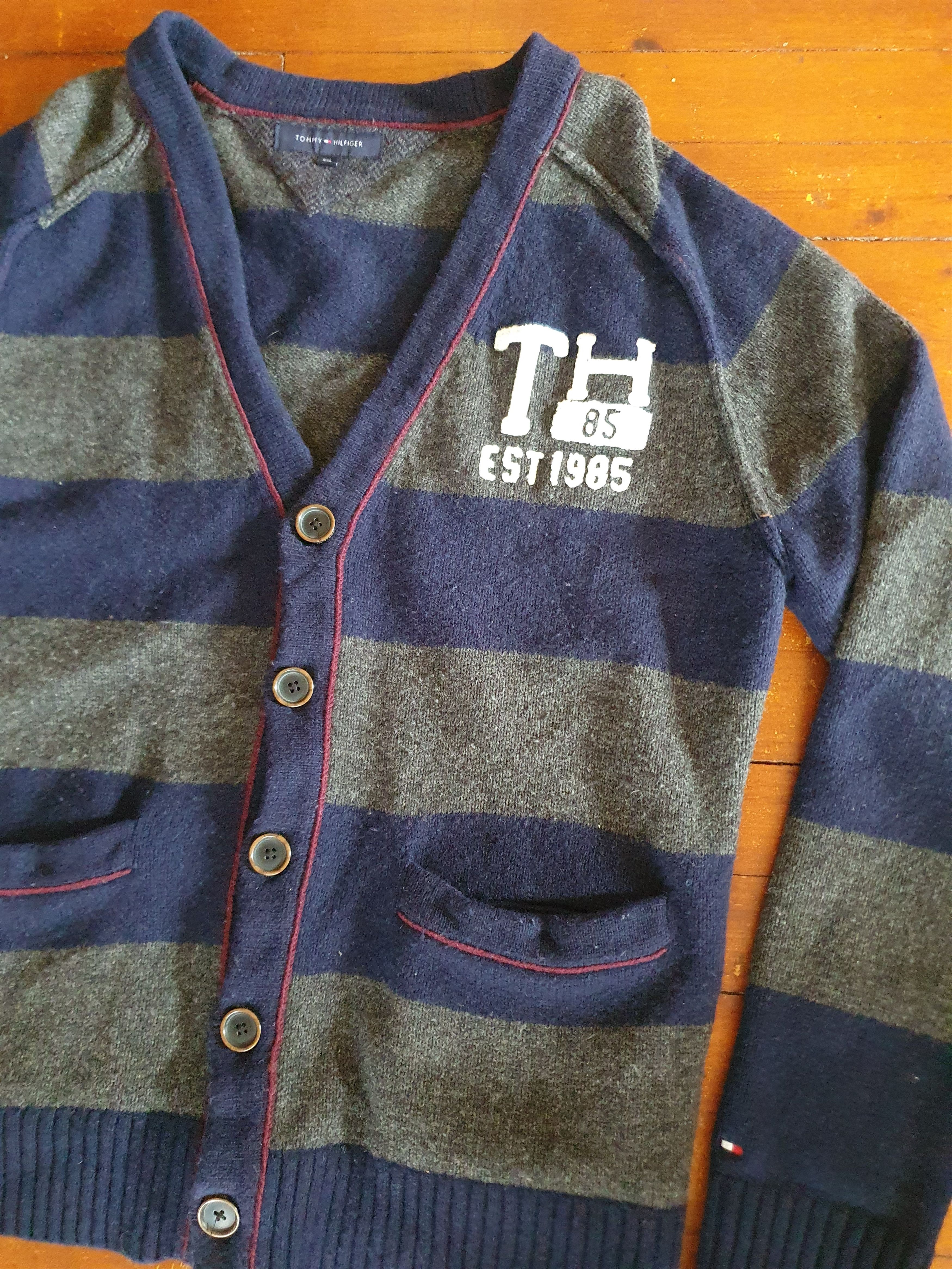 Tommy Hilfiger Tommy Hilfiger Lambswool Striped Long Cardigan Sweater,szXL Size US XL / EU 56 / 4 - 1 Thumbnail