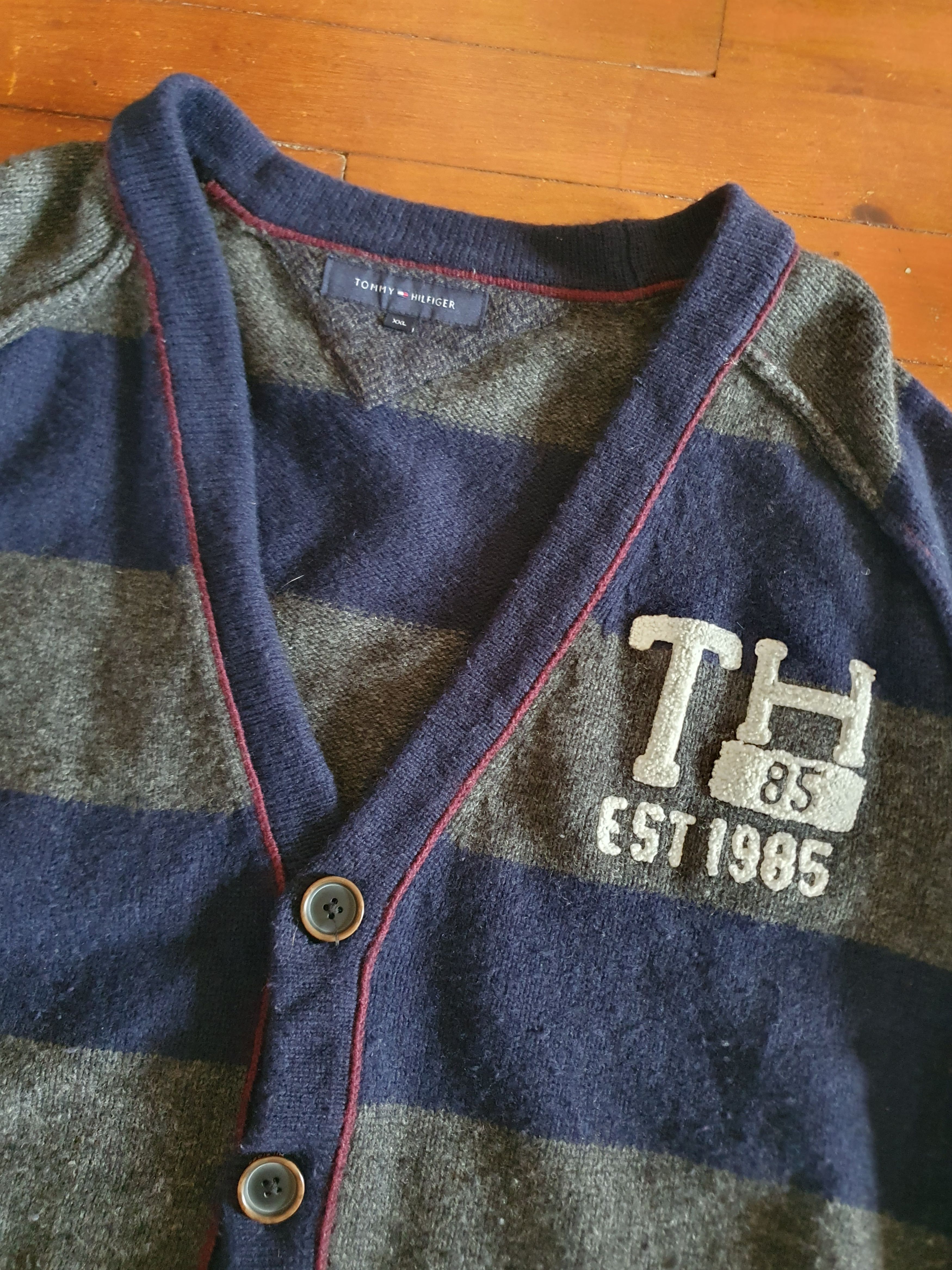 Tommy Hilfiger Tommy Hilfiger Lambswool Striped Long Cardigan Sweater,szXL Size US XL / EU 56 / 4 - 5 Thumbnail