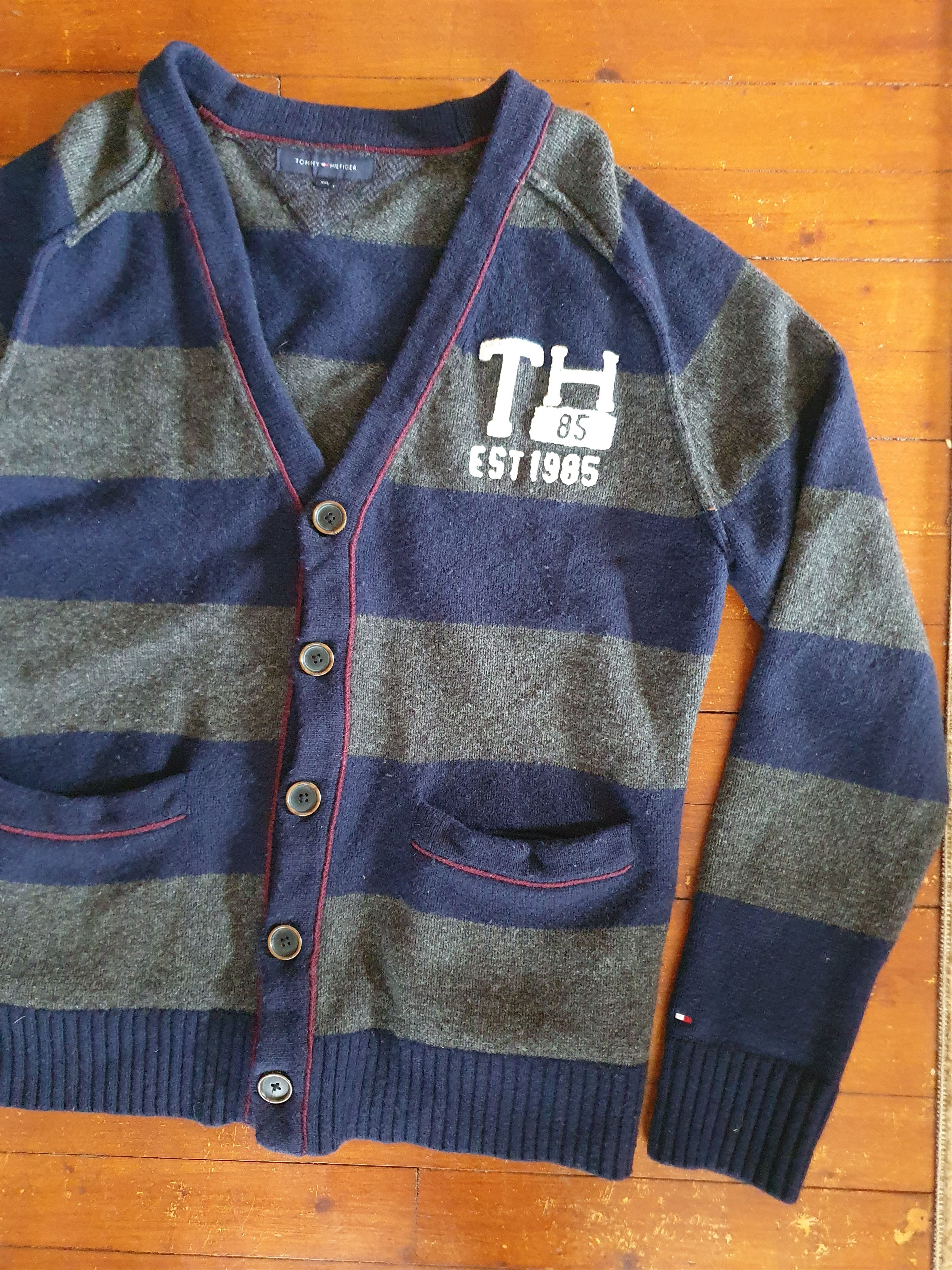 Tommy Hilfiger Tommy Hilfiger Lambswool Striped Long Cardigan Sweater,szXL Size US XL / EU 56 / 4 - 4 Thumbnail