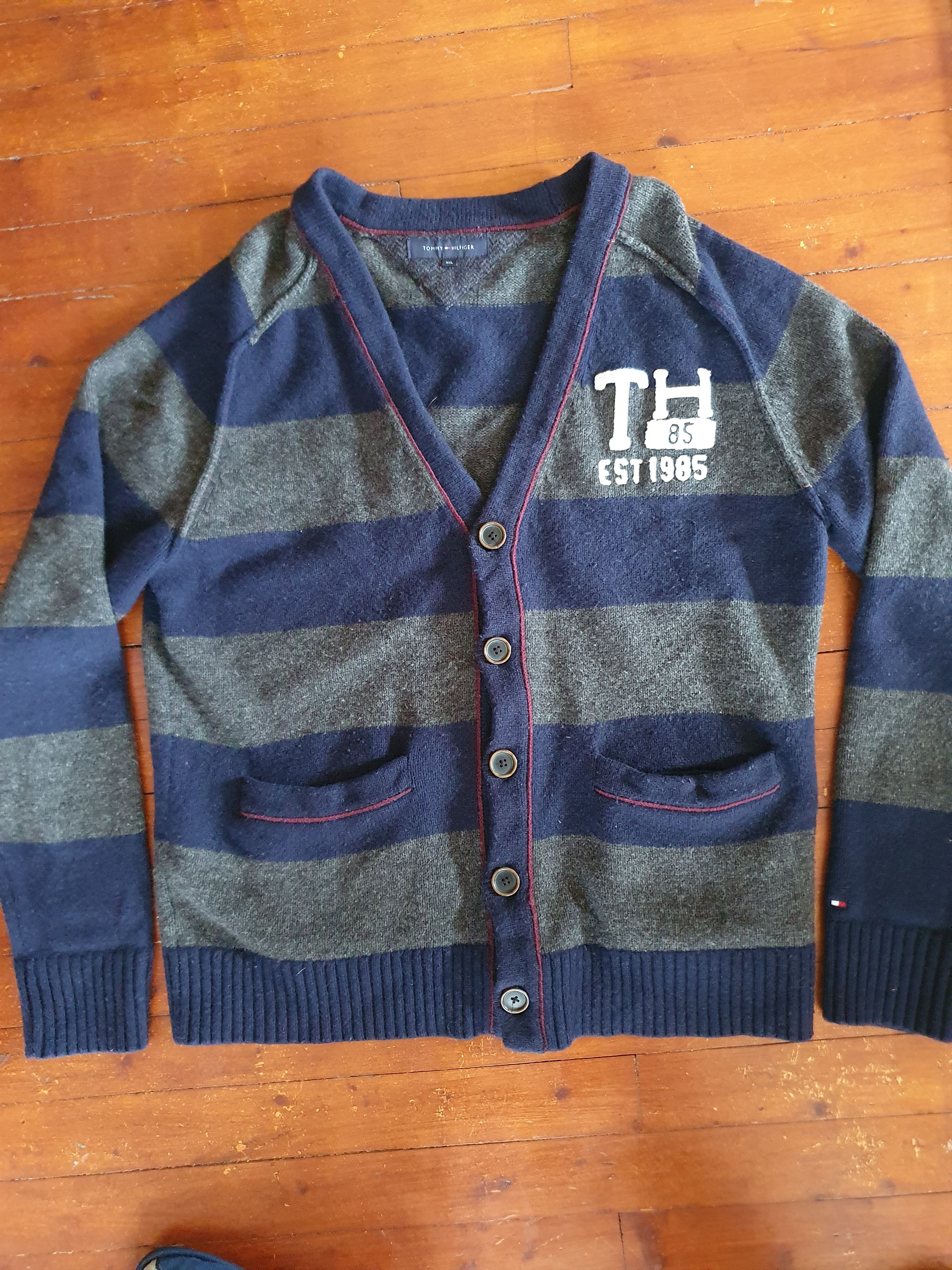 Tommy Hilfiger Tommy Hilfiger Lambswool Striped Long Cardigan Sweater,szXL Size US XL / EU 56 / 4 - 2 Thumbnail