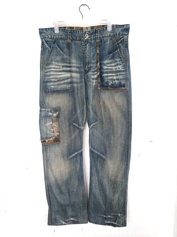 Japanese Brand Distressed Denim Bush Pants