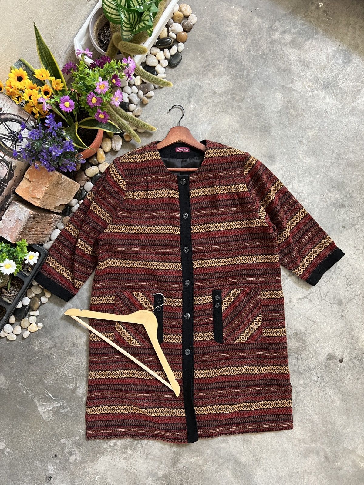 Vintage 🖤 Japanese Native Button Up Knit Cardigan - Main Image