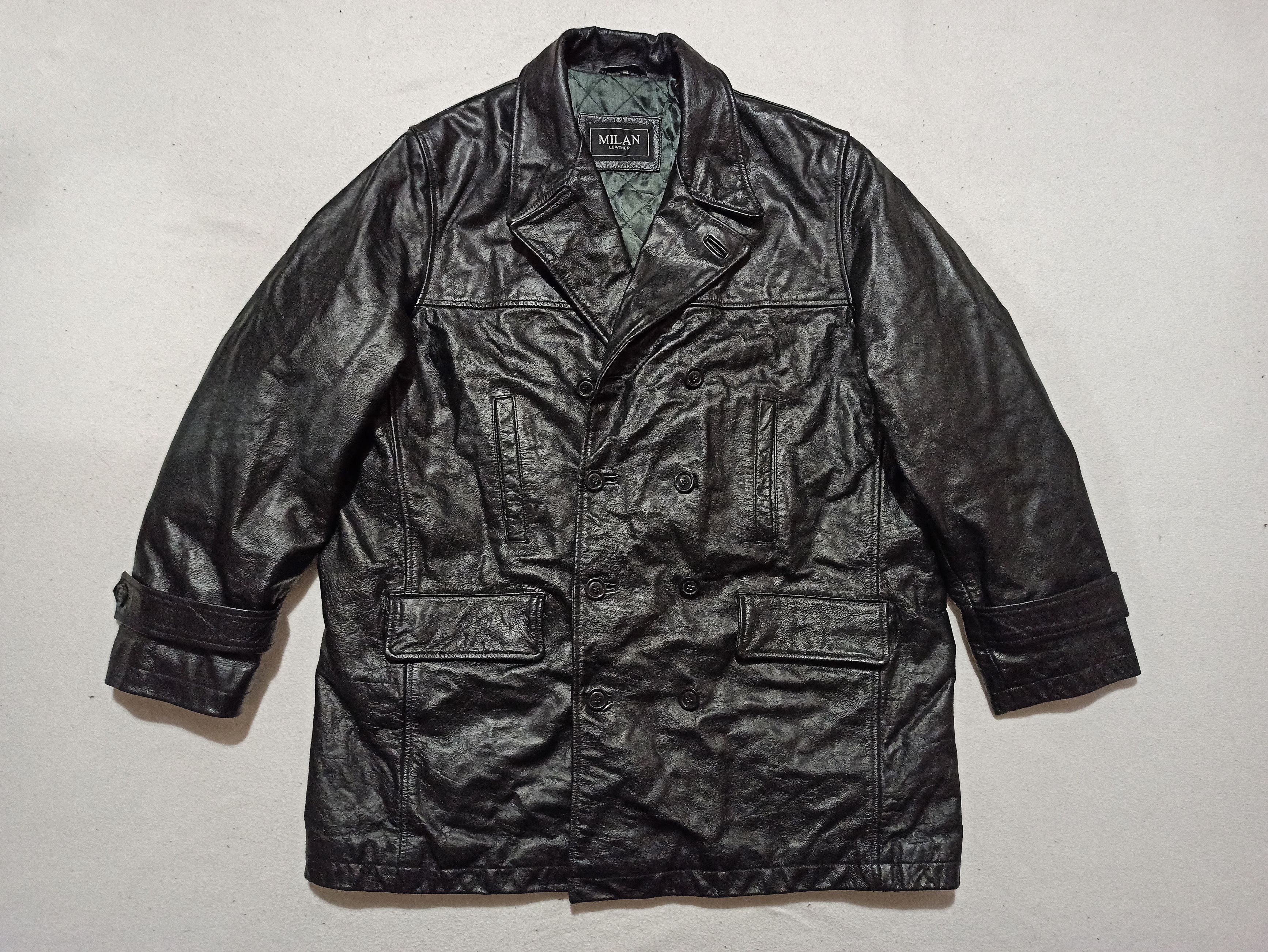 Milan Leather Master Vintage Leather Pea Coat XXL