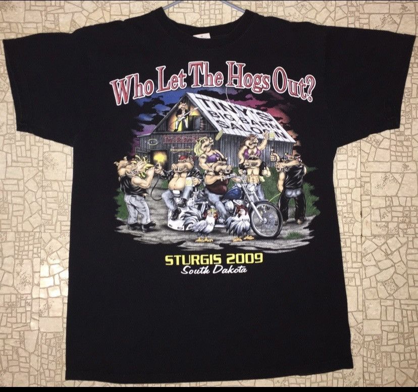 Anvil Sturgis 2009 Who Let The Hogs Out T-Shirt Size US L / EU 52-54 / 3 - 1 Thumbnail