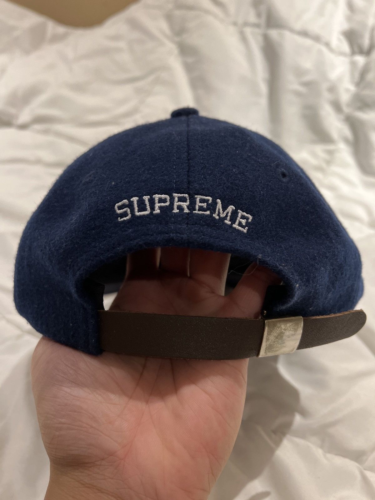 帽子 SUPREME Wool S LOGO 6-Panel Navy Supreme Boiled Wool S Logo 6-Panel (FW22) - $58