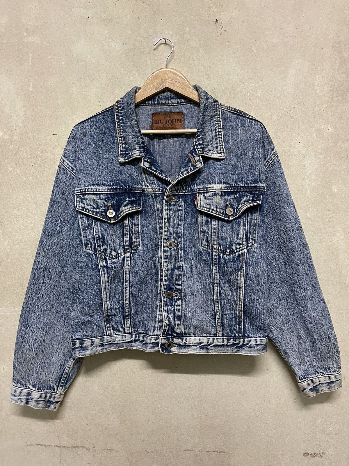 Big John Vintage Distressed Big John Spirit Denim Jacket Acid Wash Size US L / EU 52-54 / 3 - 1 Thumbnail