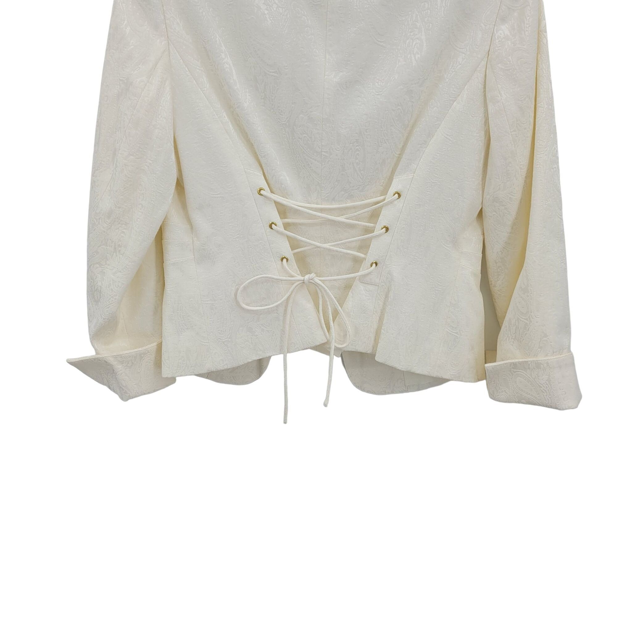 Vintage 80s Blazer Formal Corset Brocade Jacquard Monochroma