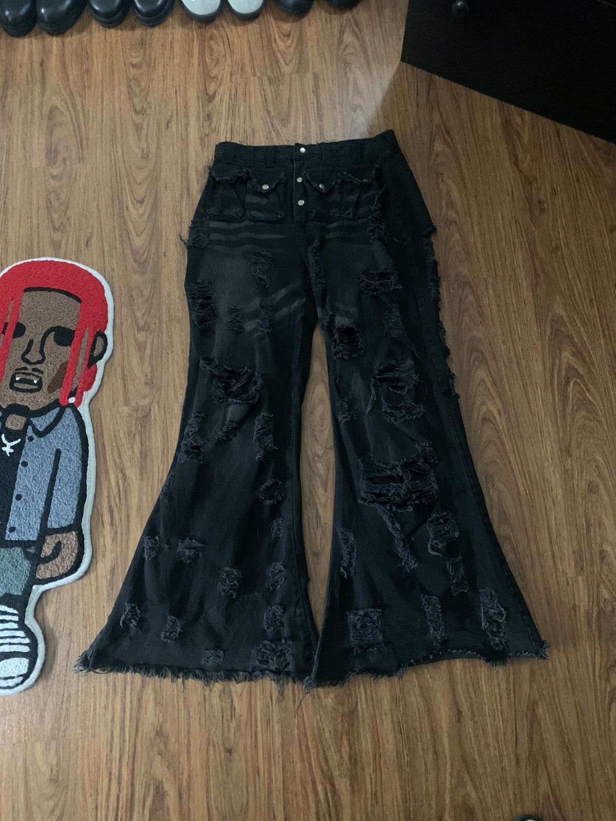 Streetwear Dasyori black flare thermal denim | Grailed