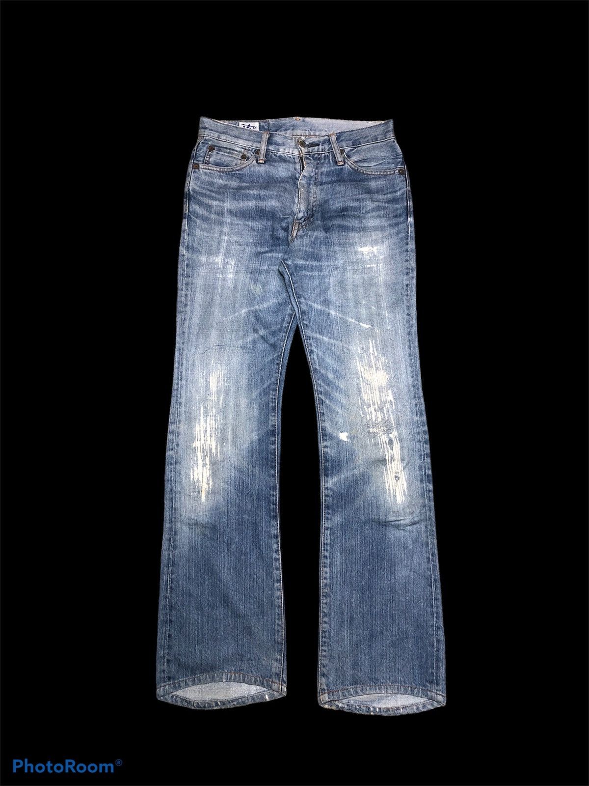 FLARE⚡️DAMAGED ZIGZAG REBUILD DISTRESSED DENIM BY EIGHT G