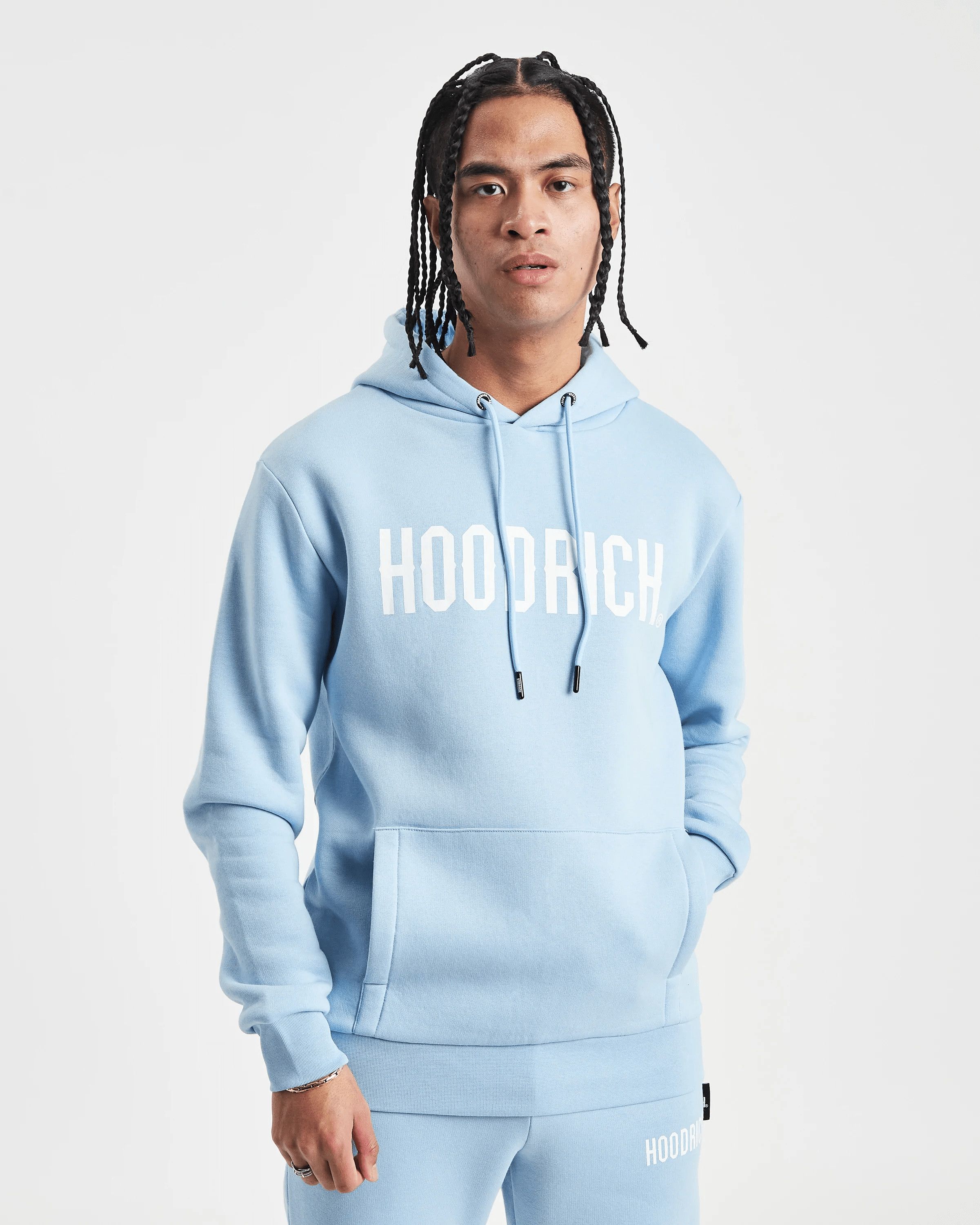 Hype Hoodrich Men's Light Blue Cotton Logo Hoodie | Grailed