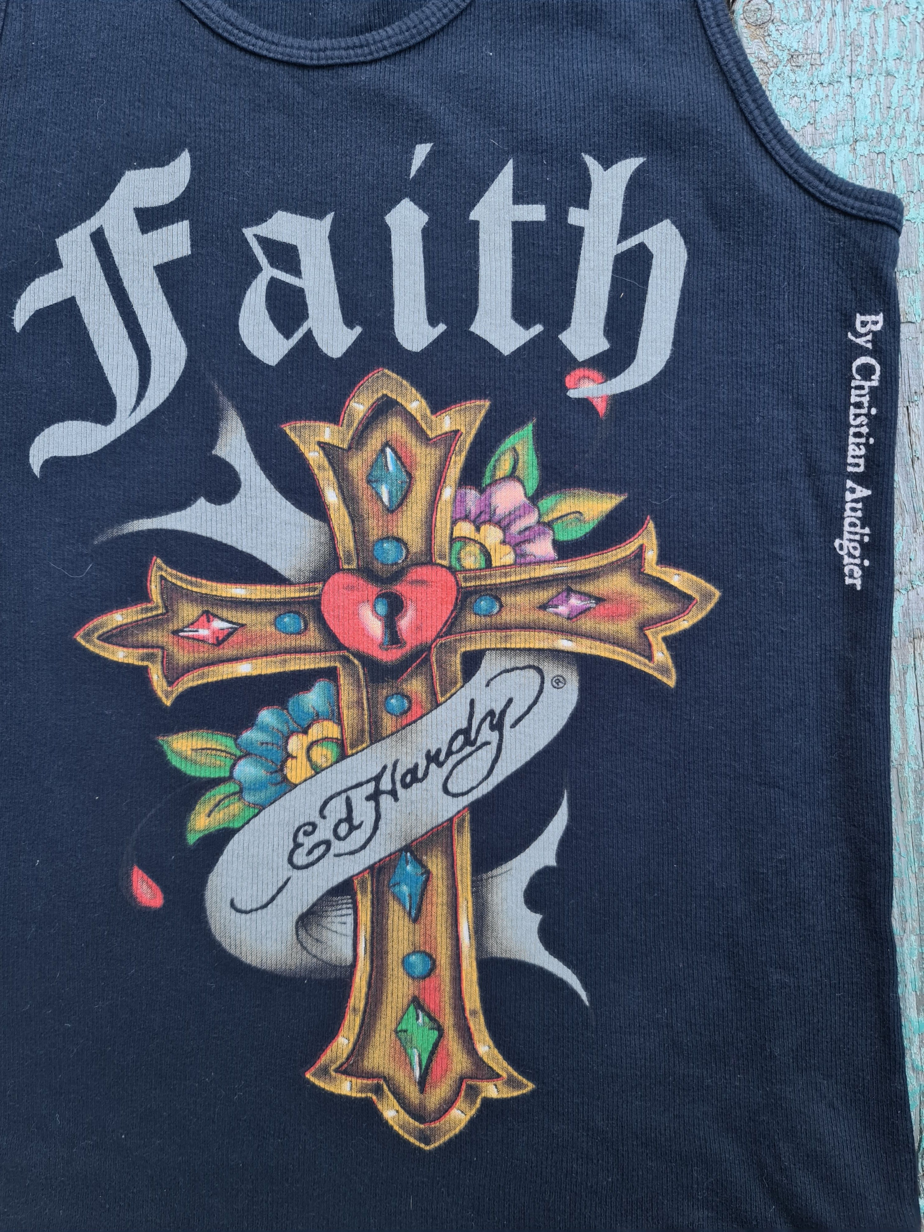 Christian Audigier Vintage Ed hardy Crystals Cross Size US M / EU 48-50 / 2 - 2 Thumbnail