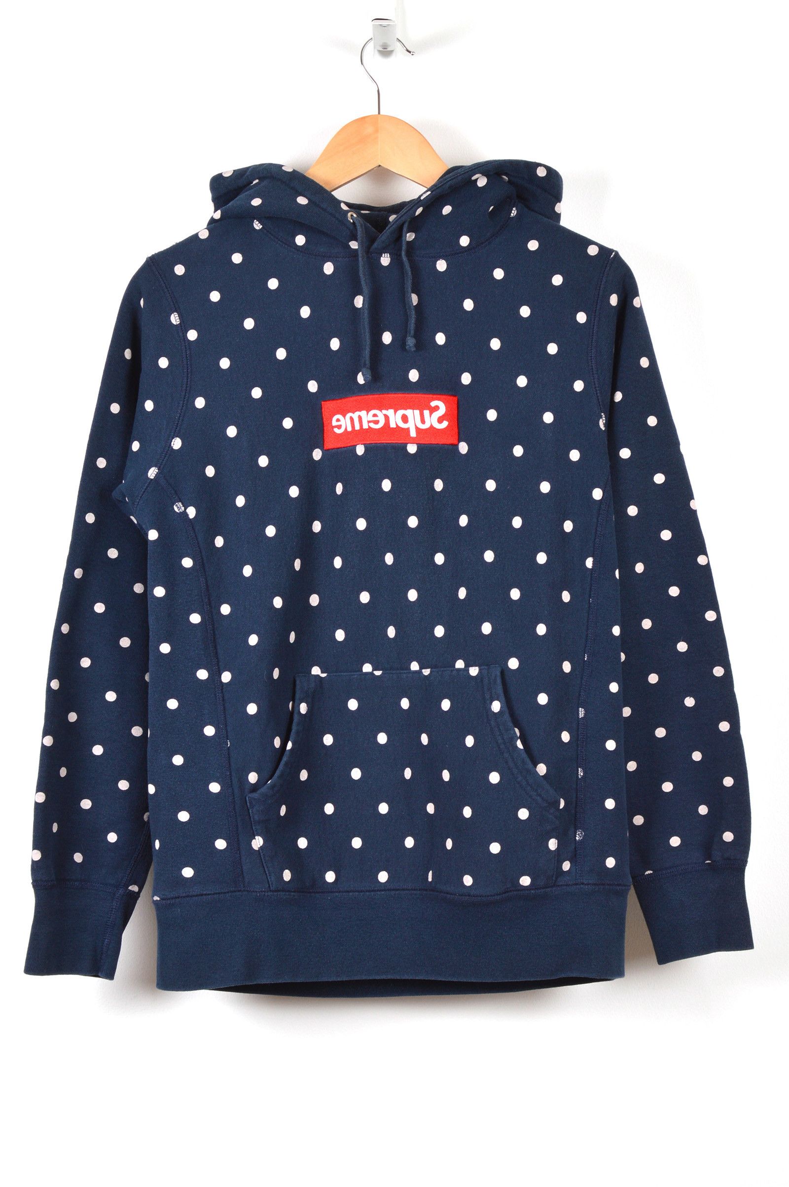 Supreme CDG Polka Dot Box Logo Hoodie Navy Grailed