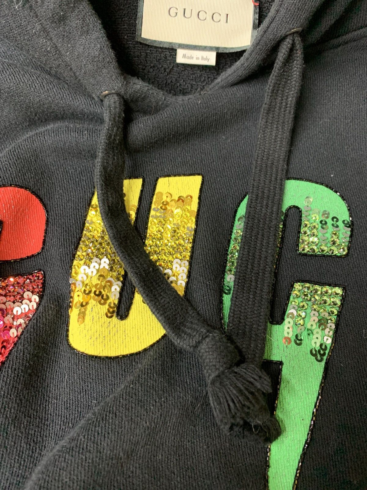 Gucci Gucci Blade Logo Sequin Hoodie Grailed