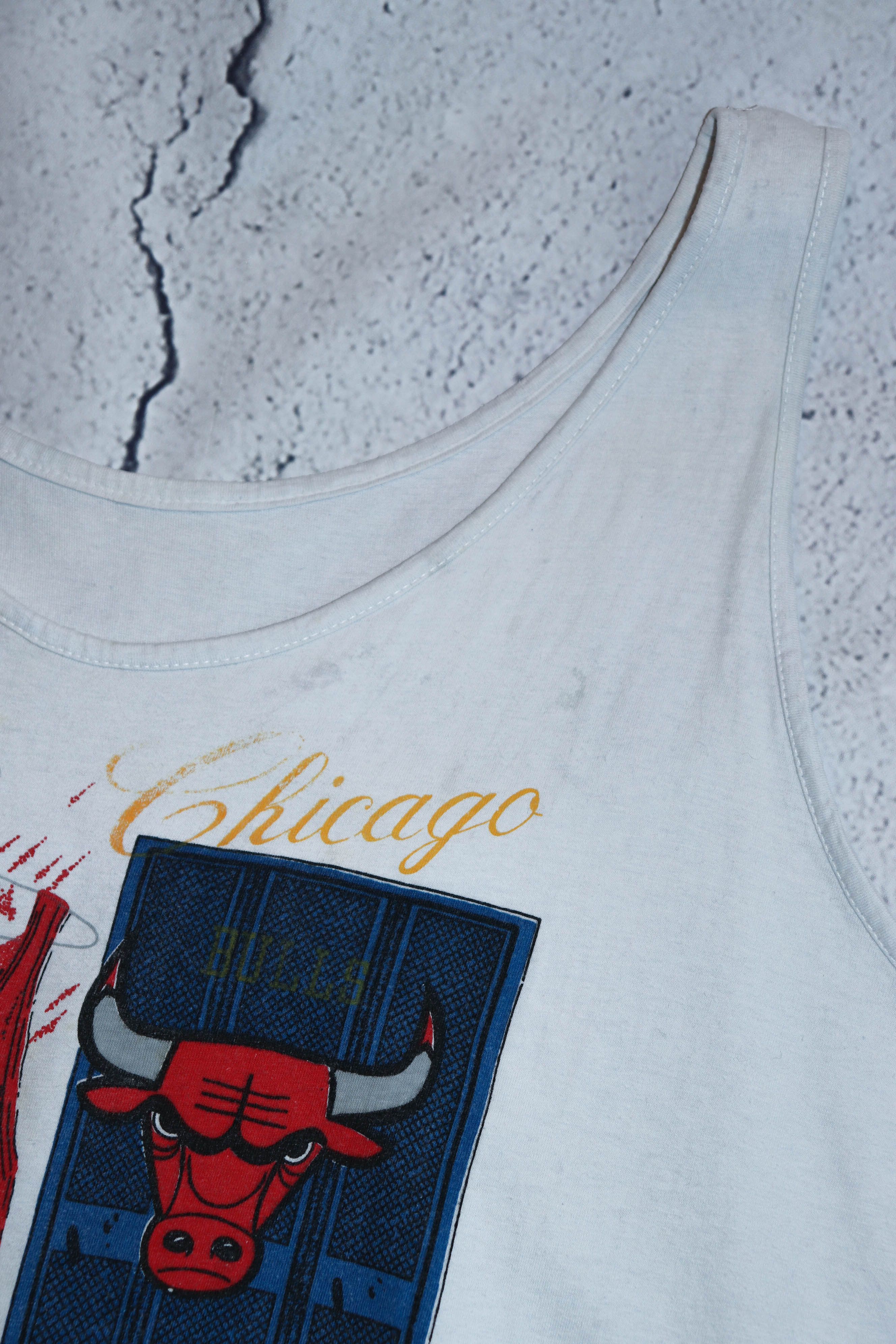 Vintage Bootleg Chicago Bulls NBA Printed Graphics Tank Top Tee Size US XL / EU 56 / 4 - 9 Thumbnail
