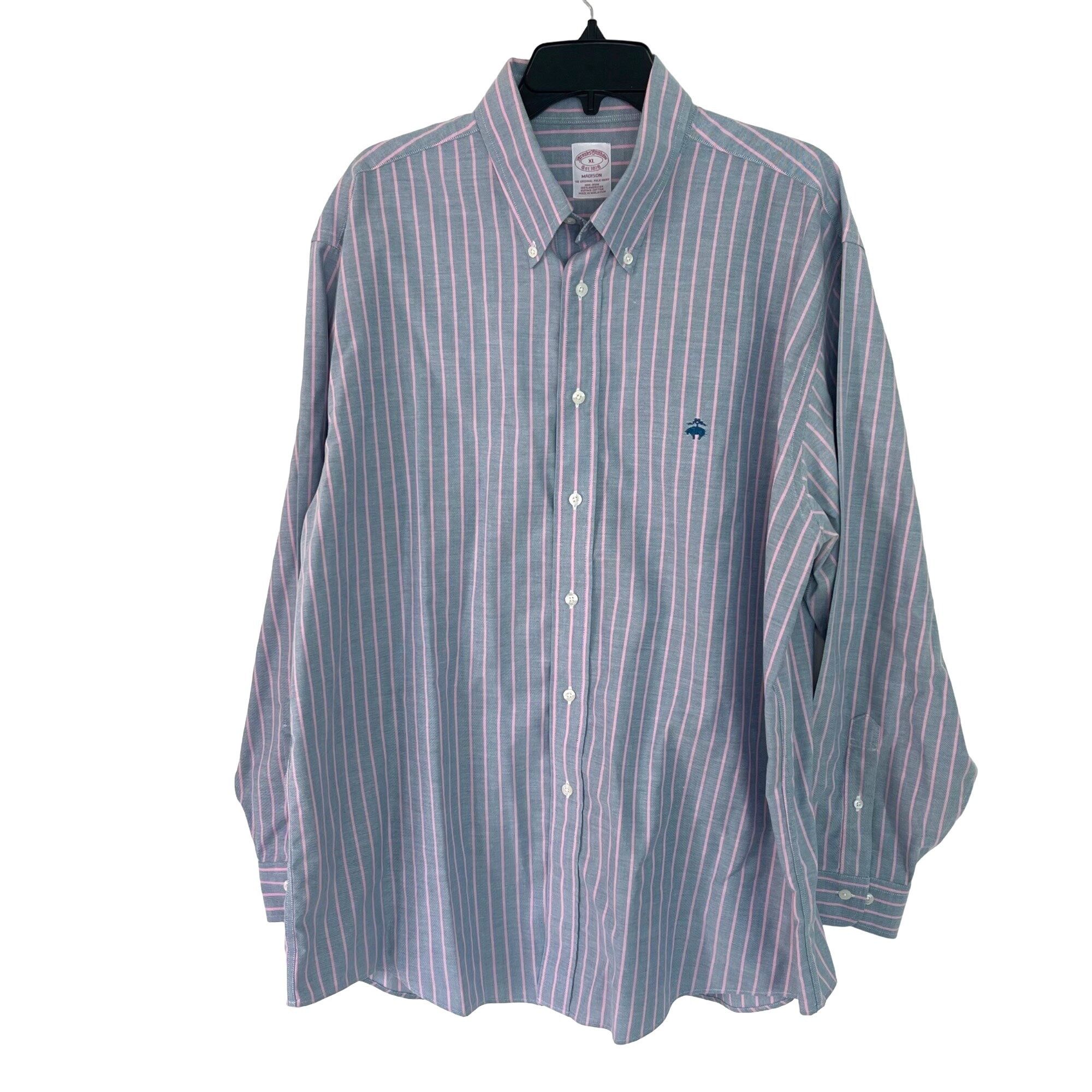 Brooks Brothers Mens Shirt Size XL Madison Fit Blue Pink
