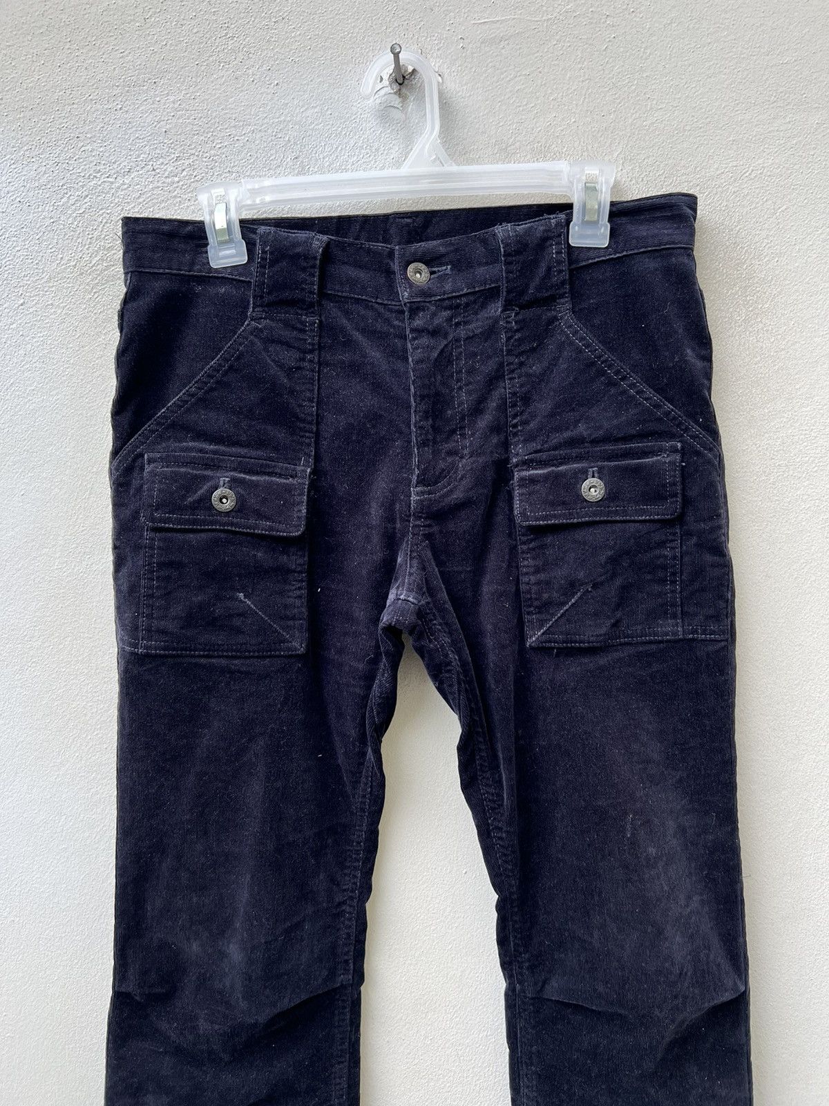 Katharine Hamnett London HAMNETT Fade Dark Blue Cord Stretch Flare Bush Pant Jeans Size US 30 / EU 46 - 7 Thumbnail