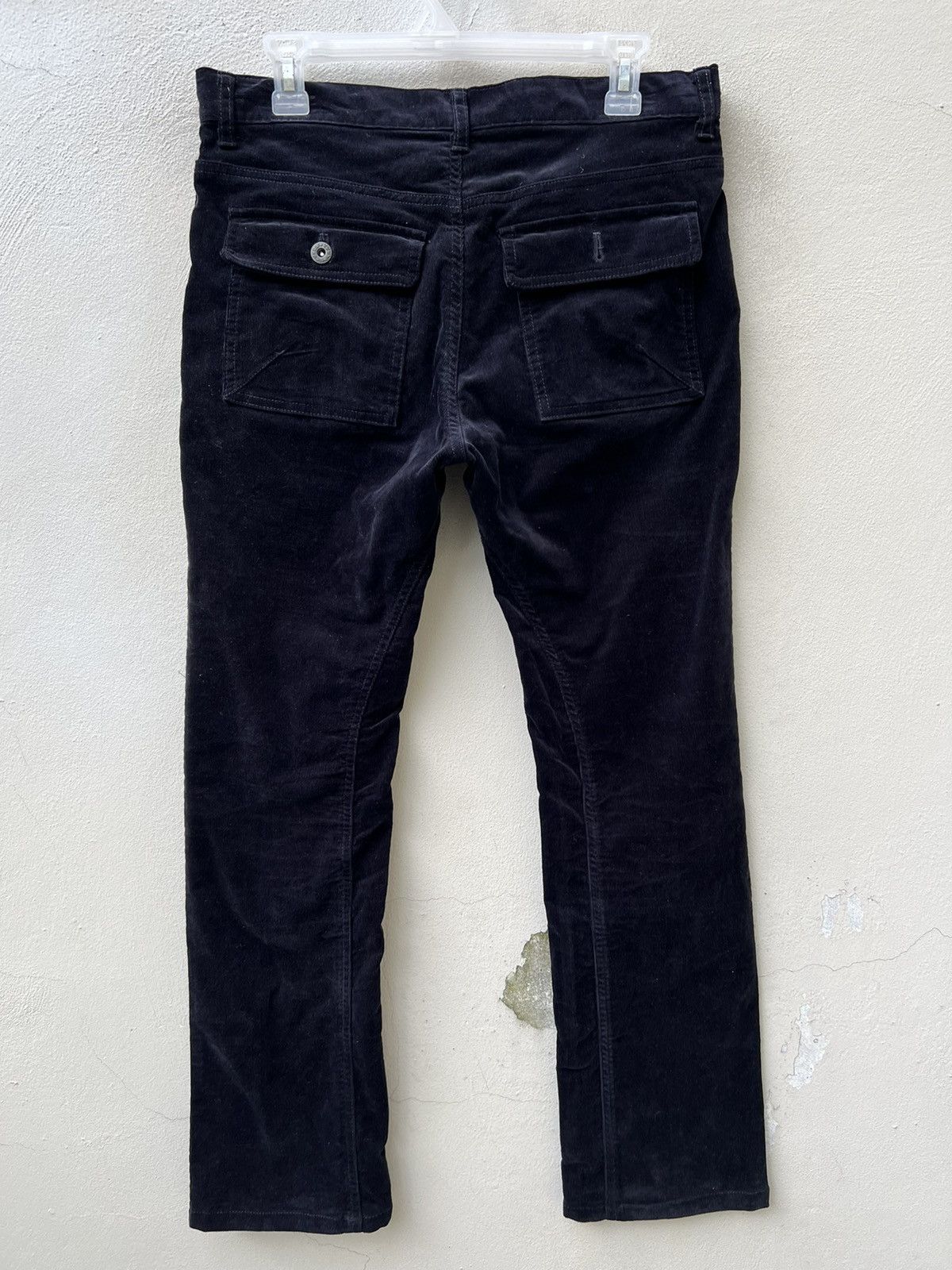 Katharine Hamnett London HAMNETT Fade Dark Blue Cord Stretch Flare Bush Pant Jeans Size US 30 / EU 46 - 13 Thumbnail