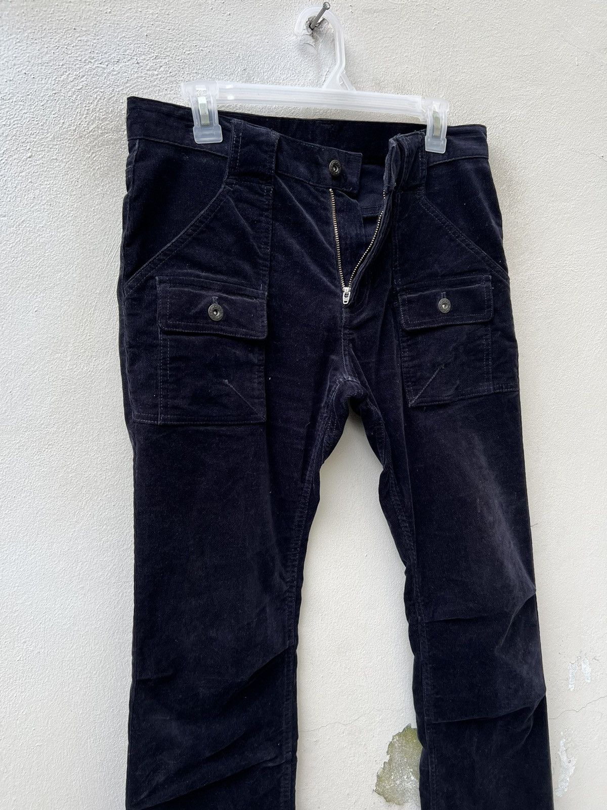 Katharine Hamnett London HAMNETT Fade Dark Blue Cord Stretch Flare Bush Pant Jeans Size US 30 / EU 46 - 8 Thumbnail