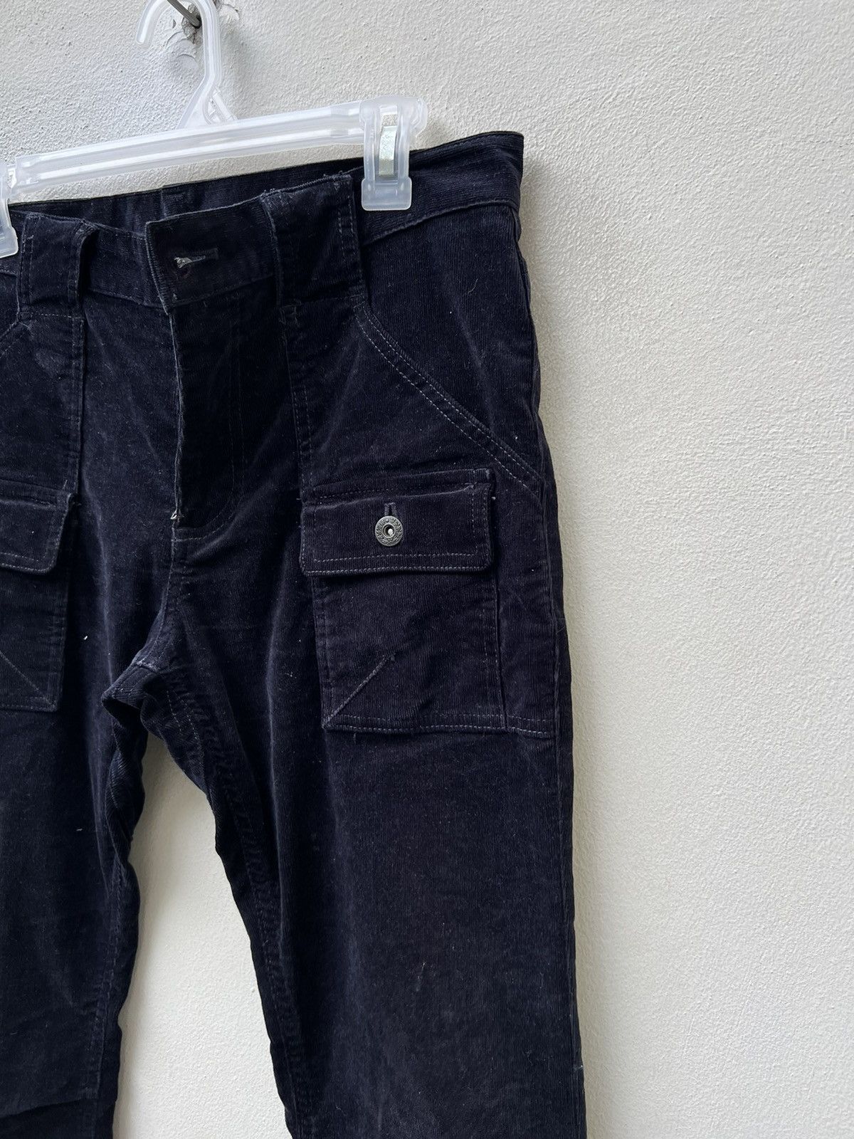 Katharine Hamnett London HAMNETT Fade Dark Blue Cord Stretch Flare Bush Pant Jeans Size US 30 / EU 46 - 11 Thumbnail