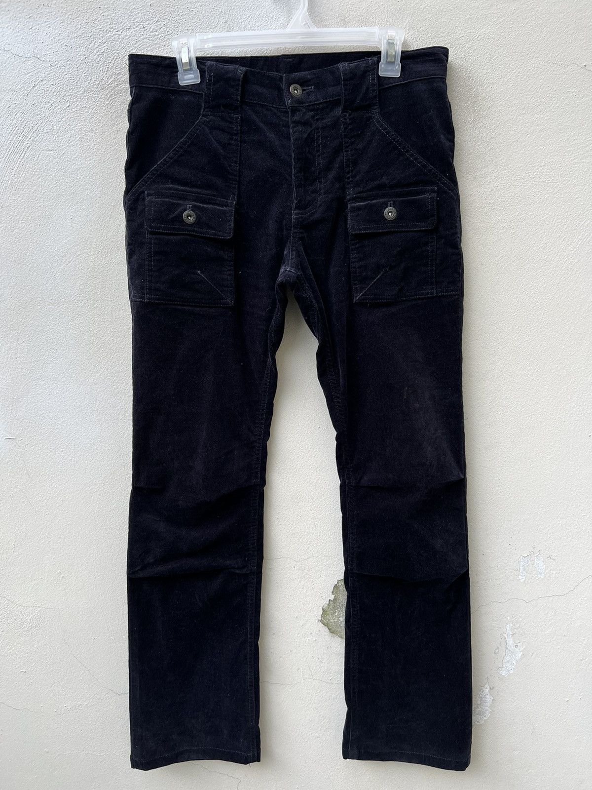 Katharine Hamnett London HAMNETT Fade Dark Blue Cord Stretch Flare Bush Pant Jeans Size US 30 / EU 46 - 6 Thumbnail