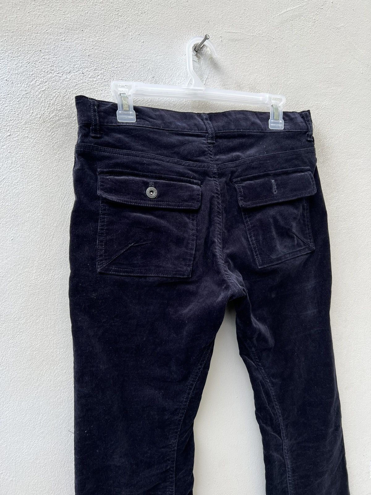 Katharine Hamnett London HAMNETT Fade Dark Blue Cord Stretch Flare Bush Pant Jeans Size US 30 / EU 46 - 14 Thumbnail