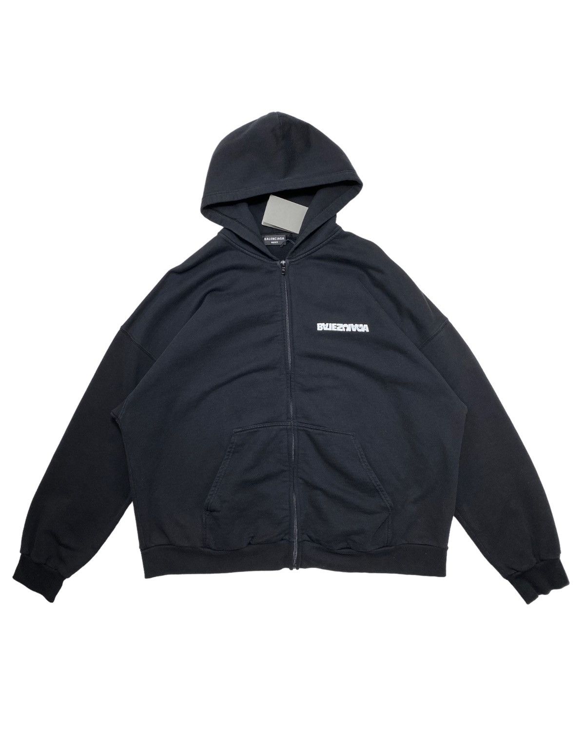 Offshore Zip-up Hoodie Medium Fit in Black Faded