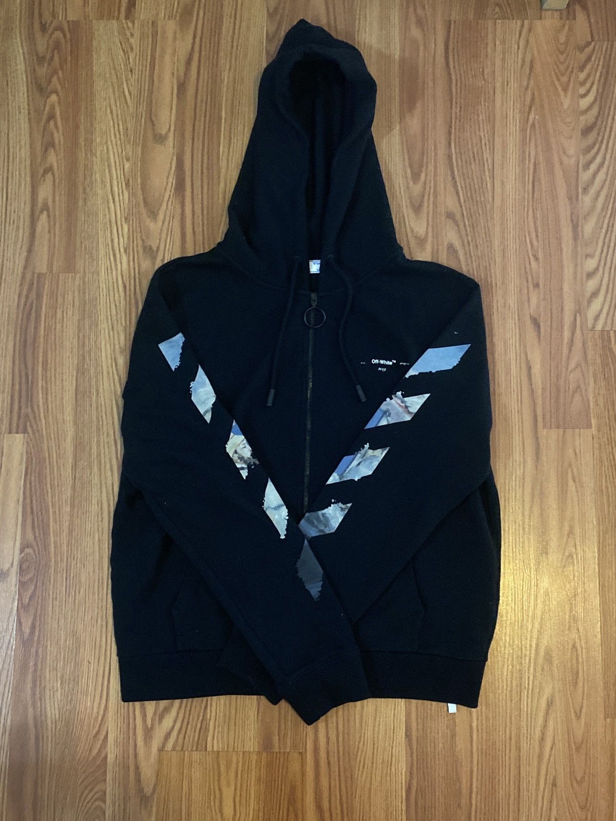 Off-White Diag Print Zip Up Hoodie
