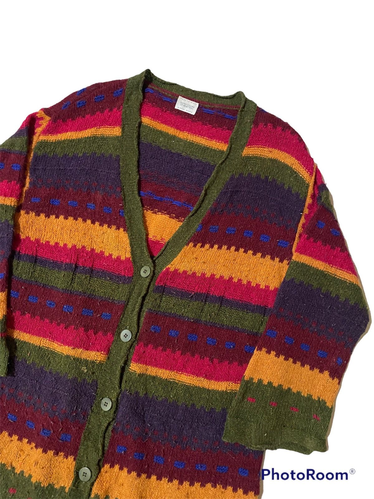 Benetton 💥Vintage Benetton Kintwear Cardigan Size L / US 10 / IT 46 - 2 Thumbnail