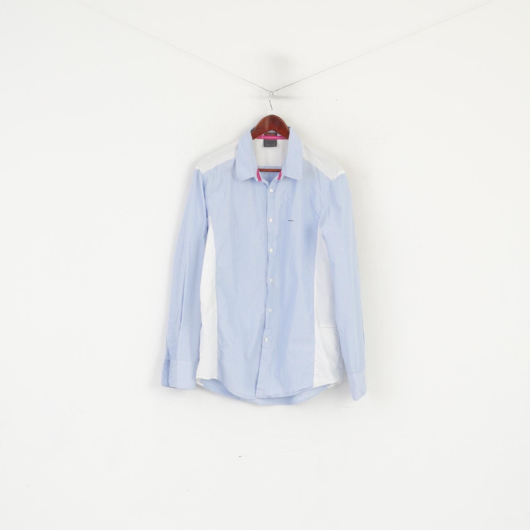 Hugo Boss × Vintage Hugo Boss Men XL Casual Shirt Blue Cotton Handcrafted 8208 Size US XL / EU 56 / 4 - 1 Thumbnail