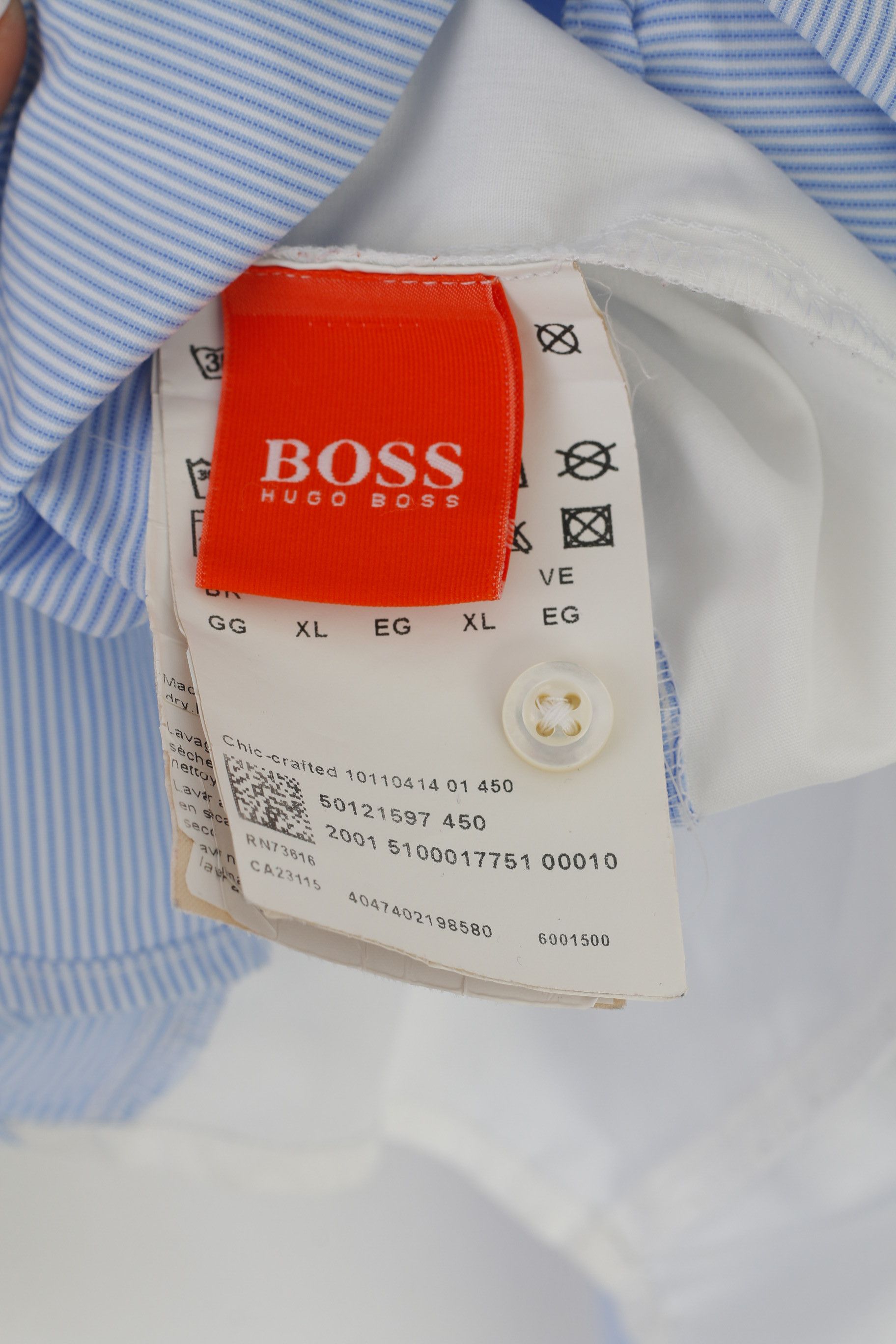 Hugo Boss × Vintage Hugo Boss Men XL Casual Shirt Blue Cotton Handcrafted 8208 Size US XL / EU 56 / 4 - 5 Thumbnail