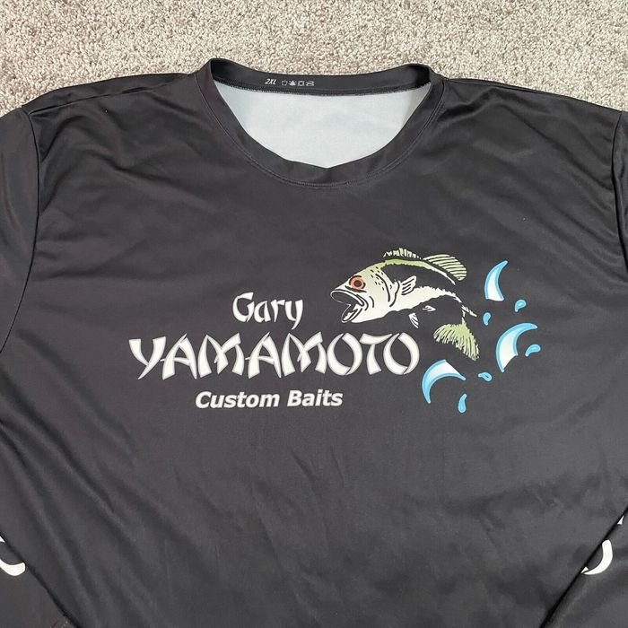 Vintage GARY YAMAMOTO Shirt Men's 2XL Black CUSTOM BAITS FISHING Long  Sleeve