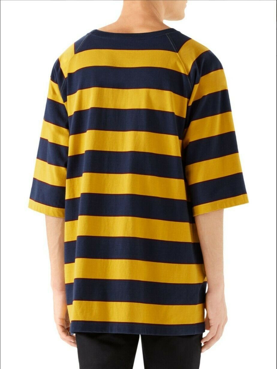 Gucci GUCCI Men Yellow Striped SEQUIN RABBIT EMBROIDERED T-Shirt L Size US L / EU 52-54 / 3 - 3 Thumbnail