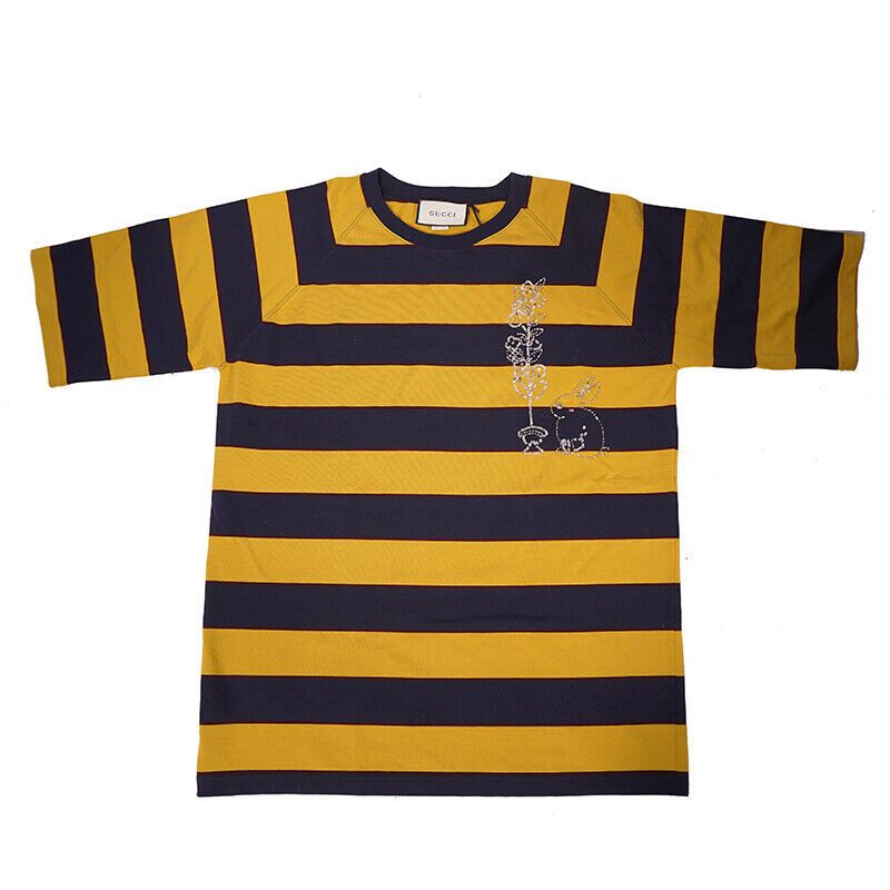 Gucci GUCCI Men Yellow Striped SEQUIN RABBIT EMBROIDERED T-Shirt L Size US L / EU 52-54 / 3 - 5 Thumbnail