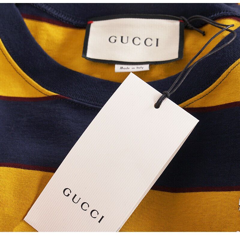 Gucci GUCCI Men Yellow Striped SEQUIN RABBIT EMBROIDERED T-Shirt L Size US L / EU 52-54 / 3 - 7 Thumbnail