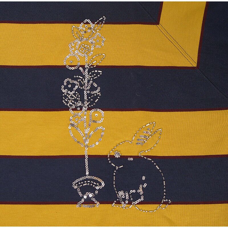 Gucci GUCCI Men Yellow Striped SEQUIN RABBIT EMBROIDERED T-Shirt L Size US L / EU 52-54 / 3 - 6 Thumbnail