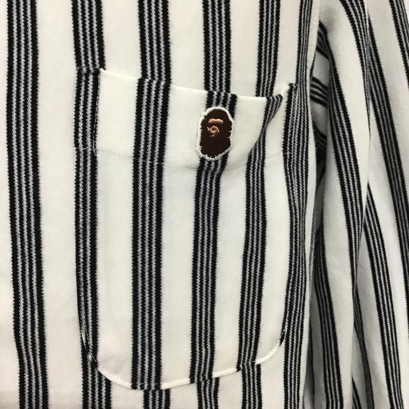 Bape Shirt White x Black Striped Cotton Long Sleeve Size US S / EU 44-46 / 1 - 4 Thumbnail