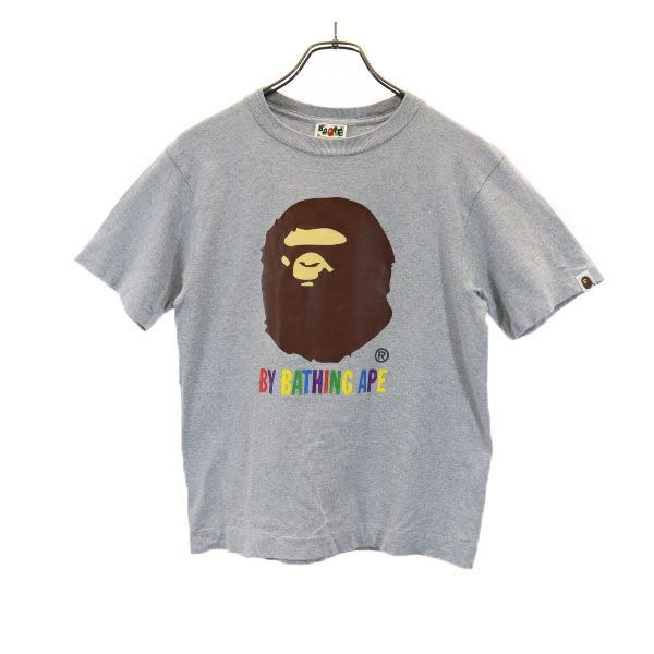 Short Sleeve T-Shirts Gray Monkey Logo Printed Cotton