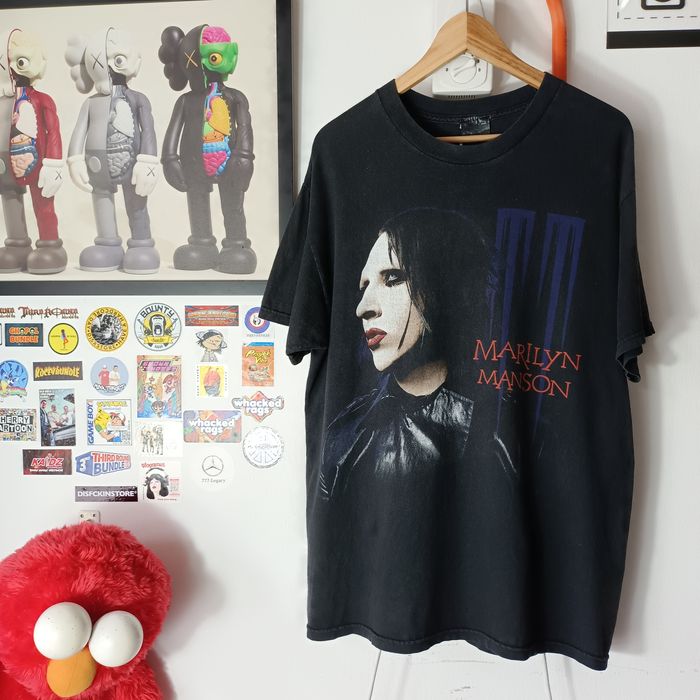 Gildan Marilyn Manson Band T-shirt, Men's M size cotton black type Vintage Second Hand