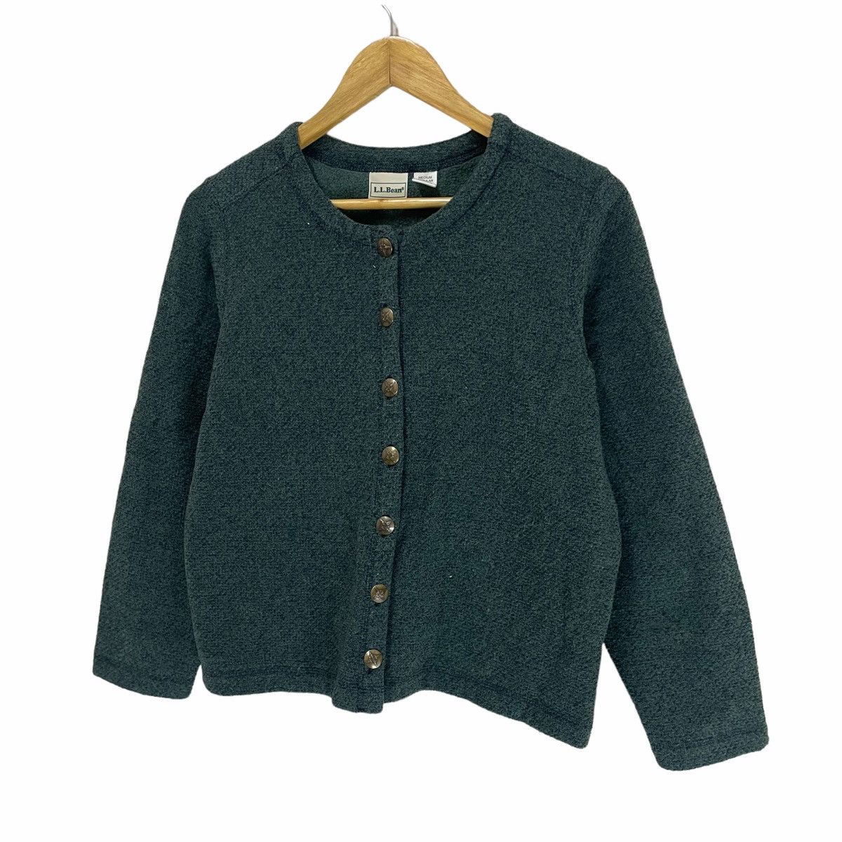 L.L. Bean × Vintage 💥 90s LL Bean Button Knit Wool Cardigan Size M / US 6-8 / IT 42-44 - 3 Thumbnail