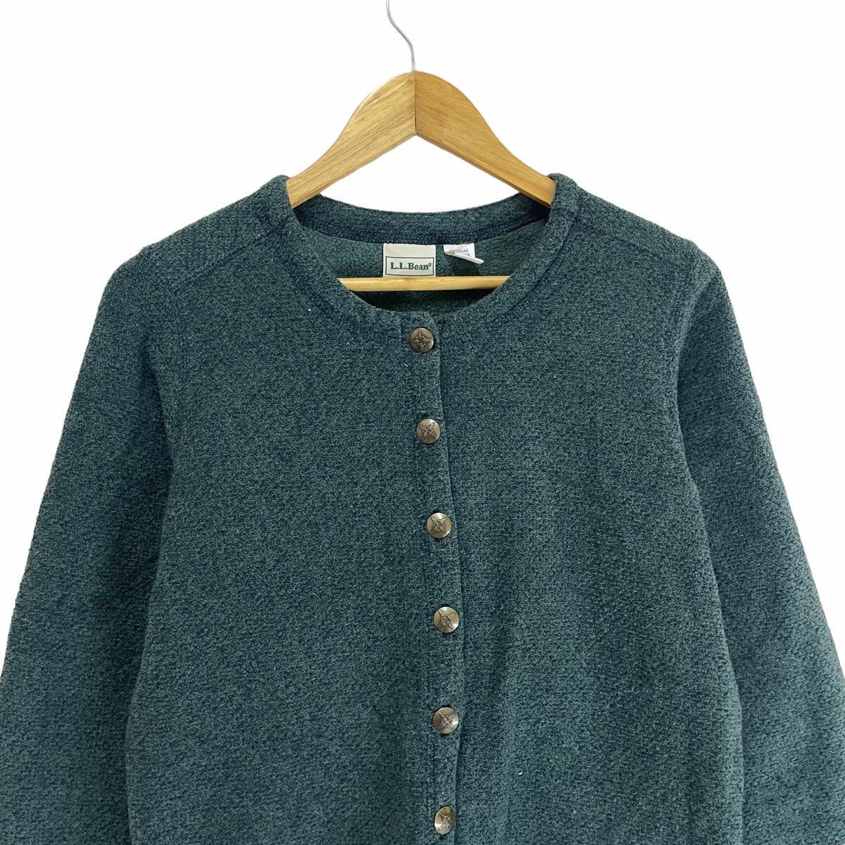 L.L. Bean × Vintage 💥 90s LL Bean Button Knit Wool Cardigan Size M / US 6-8 / IT 42-44 - 4 Thumbnail