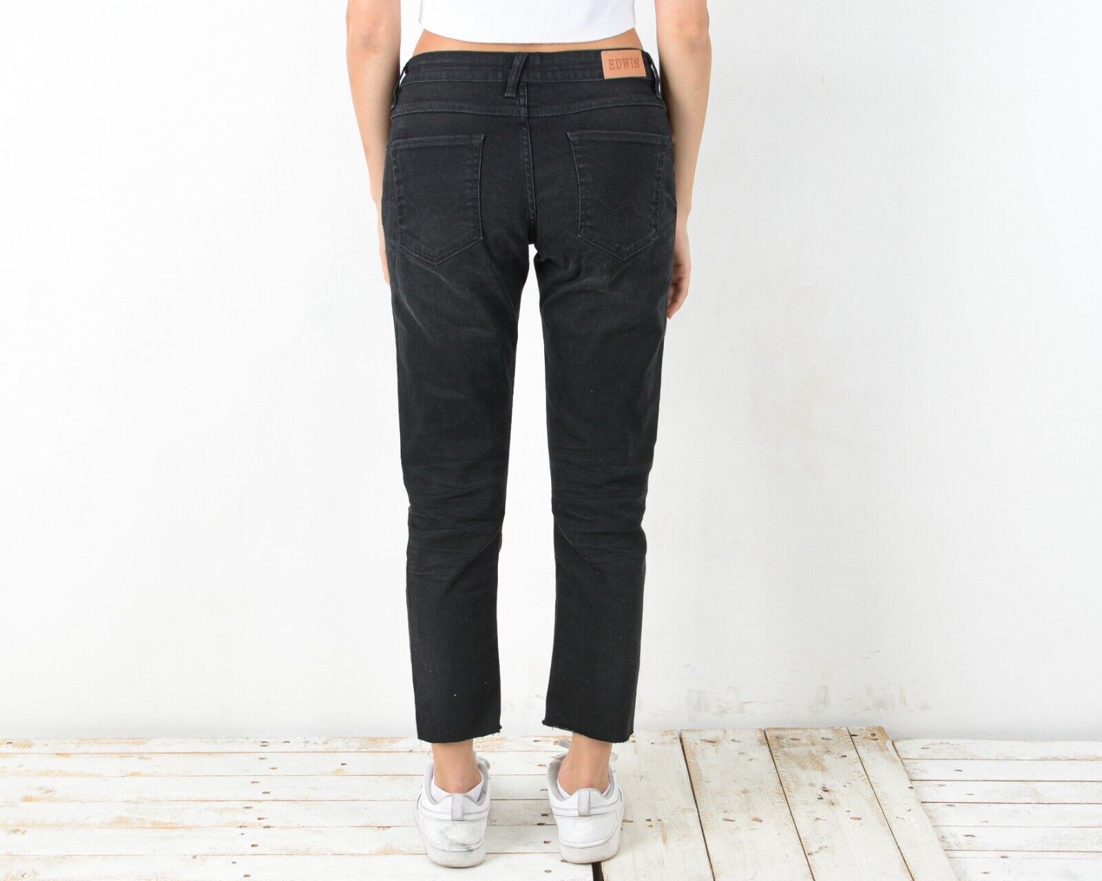 Edwin × Japanese Brand × Vintage Edwin Women W32 L26 Black Denim Jeans Pants Cropped Leg Size 32" / US 10 / IT 46 - 3 Thumbnail