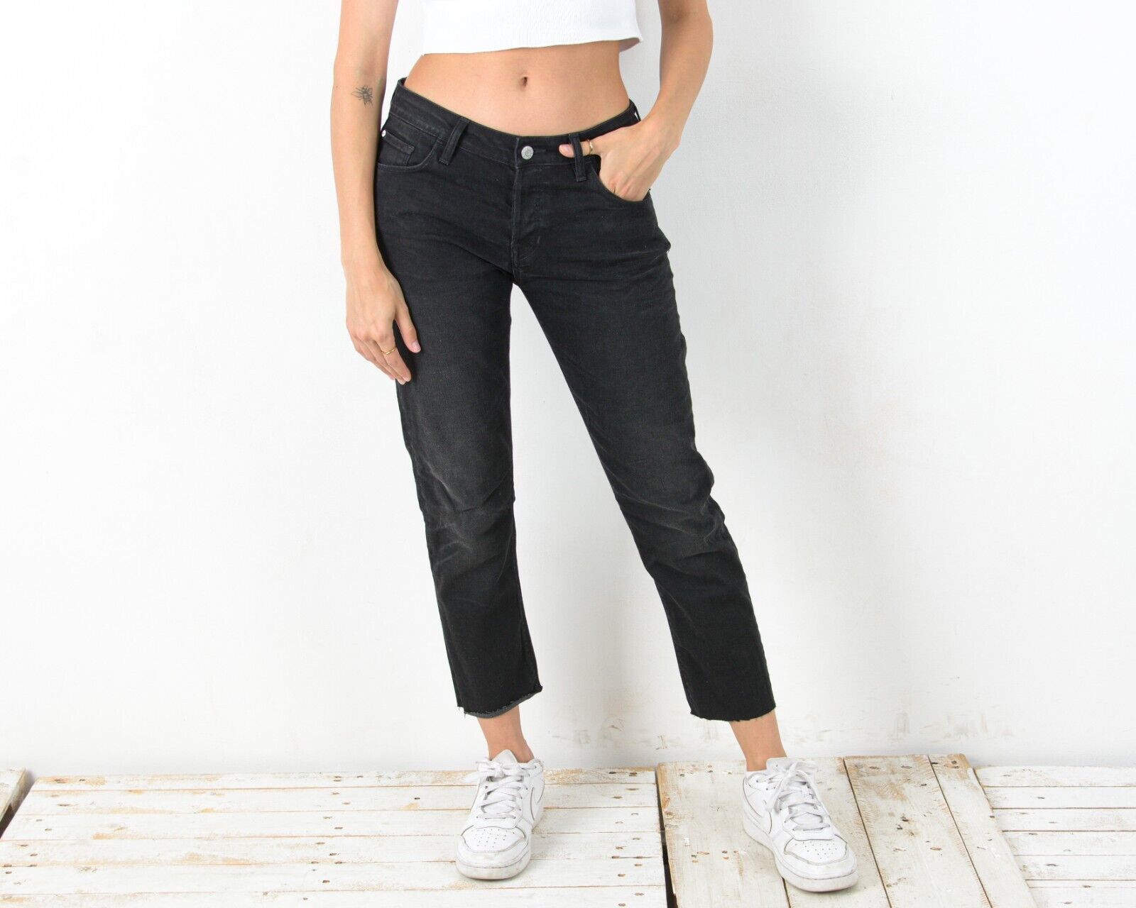 Edwin × Japanese Brand × Vintage Edwin Women W32 L26 Black Denim Jeans Pants Cropped Leg Size 32" / US 10 / IT 46 - 1 Thumbnail