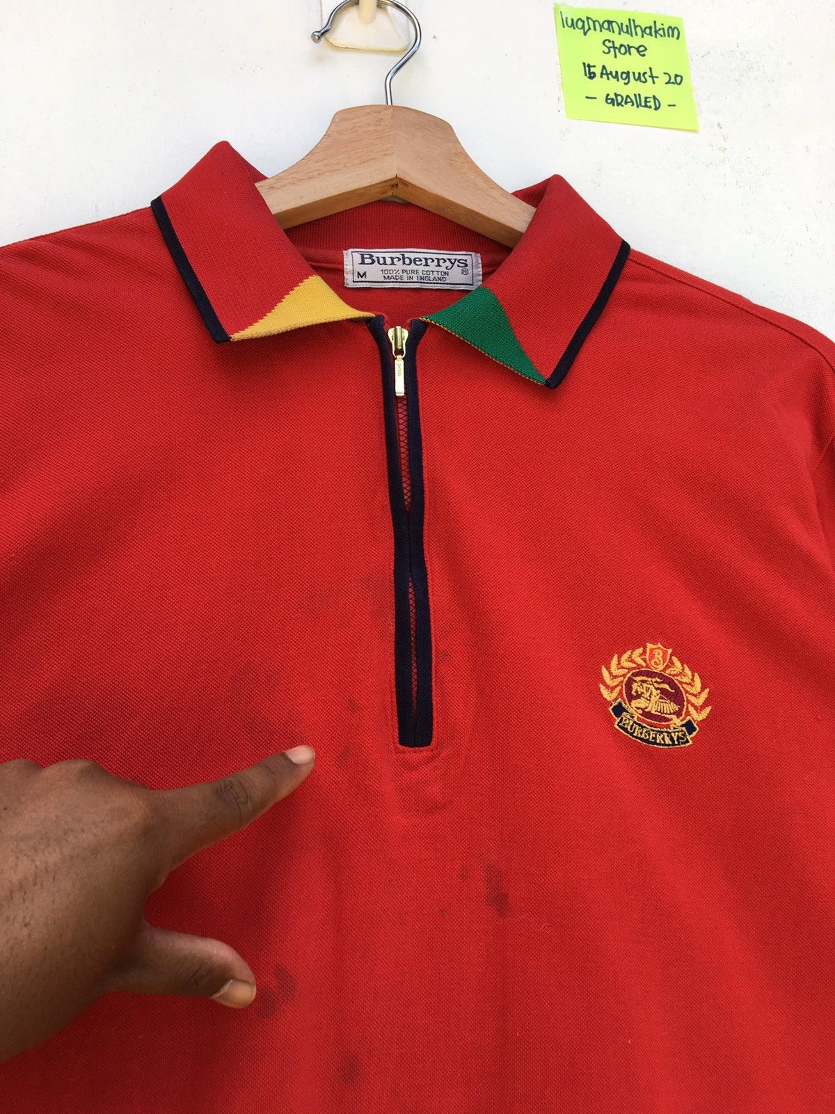 Burberry Vintage Burberrys Polo Red Longsleeve Size US M / EU 48-50 / 2 - 9 Thumbnail