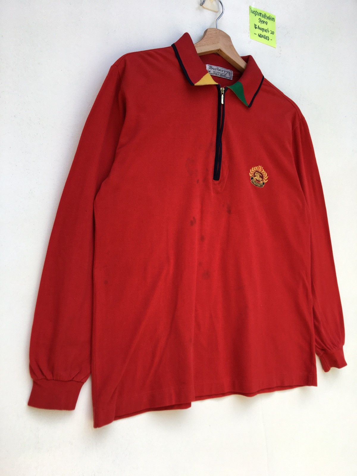 Burberry Vintage Burberrys Polo Red Longsleeve Size US M / EU 48-50 / 2 - 2 Thumbnail