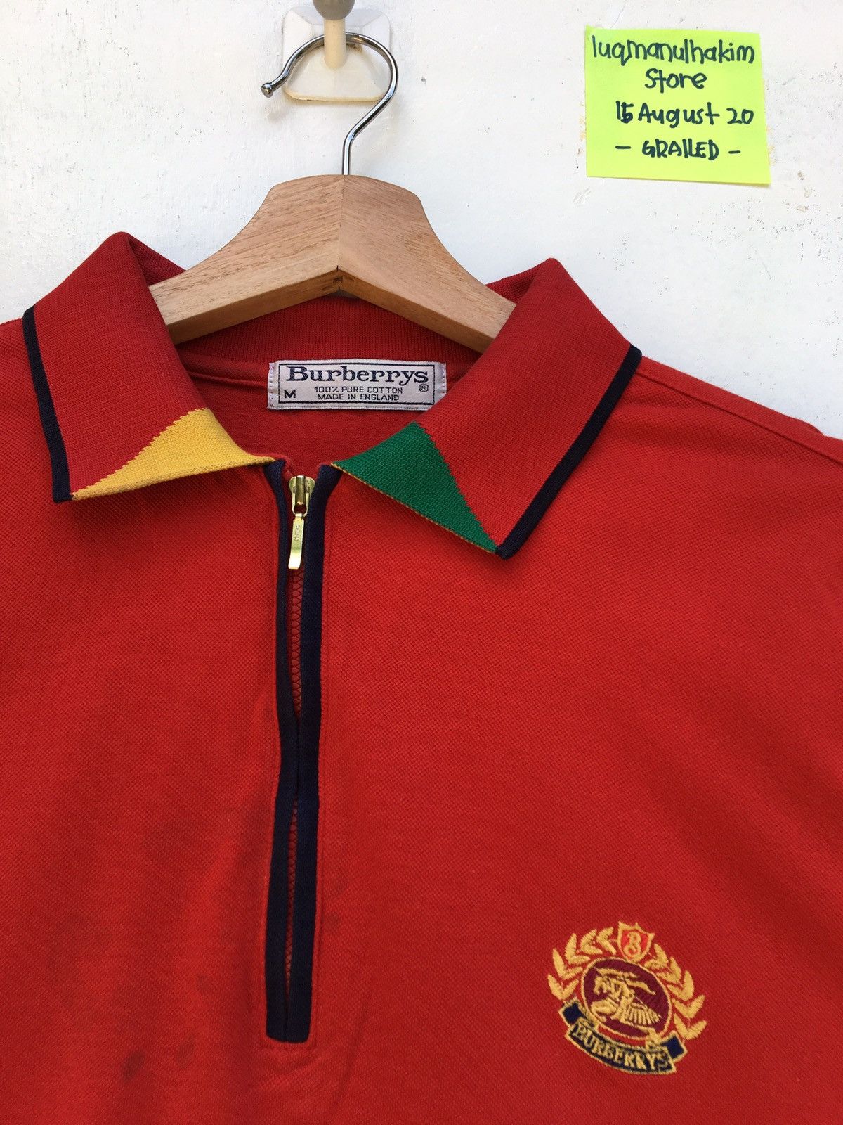 Burberry Vintage Burberrys Polo Red Longsleeve Size US M / EU 48-50 / 2 - 6 Thumbnail